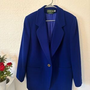Vintage Studio 205 Royal Cobalt Blue Wool Coat Blazer Women Size 14, L